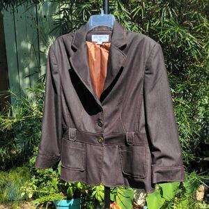 Dark Brown Blazer with Satin Lining,  By Sharagano Size 14